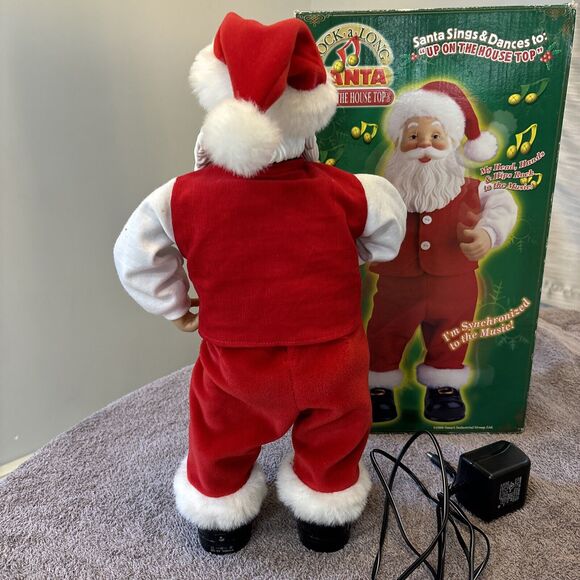 Vintage Rock a Long Santa Animated Dancing Sings Up On House Top 1999 - Picture 4 of 9